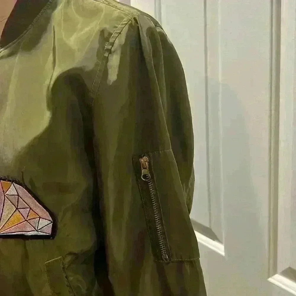 Love Tree Satin Bomber Jacket w/Fun Appliqués. Size S - Picture 4 of 9